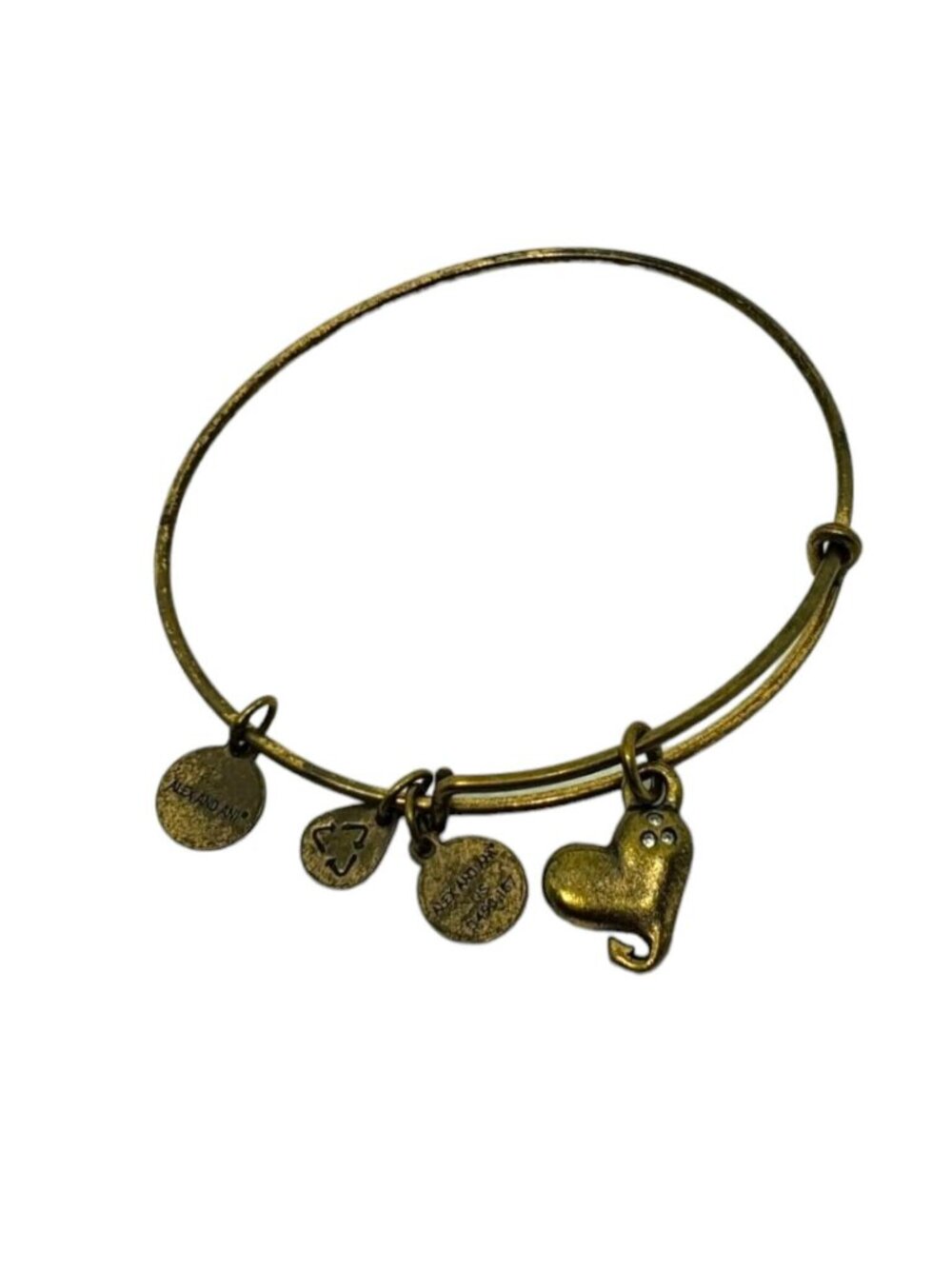 Alex and Ani Cupid's Heart Charm Expandable Bangle Gold Tone Bracelet - Picture 4 of 5